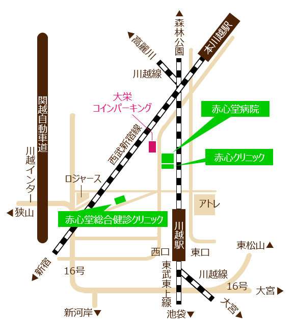 赤心堂総合健診クリニックのアクセス地図